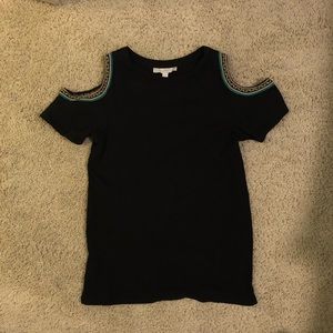 Loft Black Cold Shoulder Tee